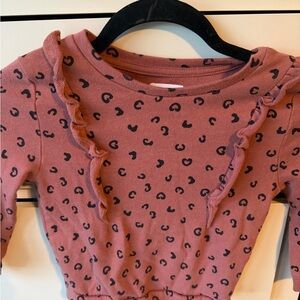 Girls' Mauve Leopard-Print Ruffle Sweatshirt